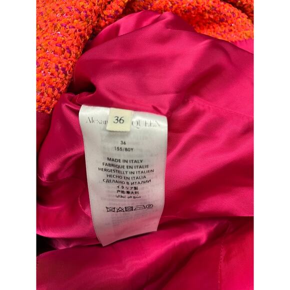 ALEXANDER MCQUEEN $2930 Orange Multi Boucle Tweed Blazer Jacket 36 US 0 - Picture 8 of 10